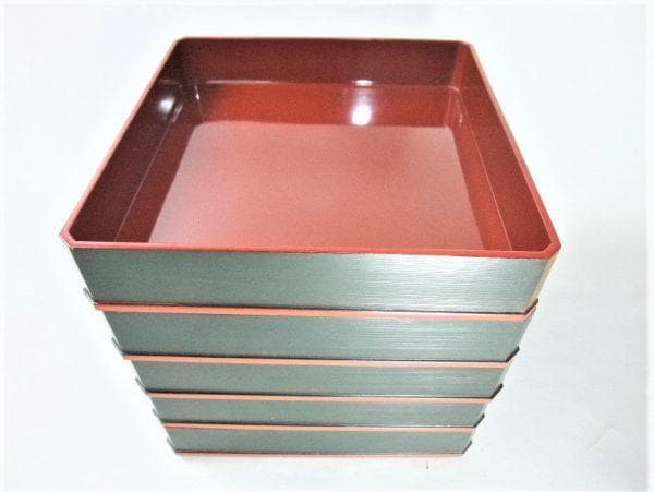 平安 象彦 五段焼物重 古漆刷毛目塗 天然木 本漆器 時代物 骨董