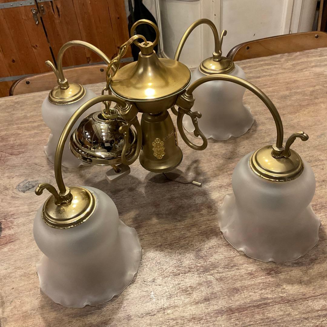 レトロ National ナショナル 松下電工 シャンデリア 4灯 天井照明