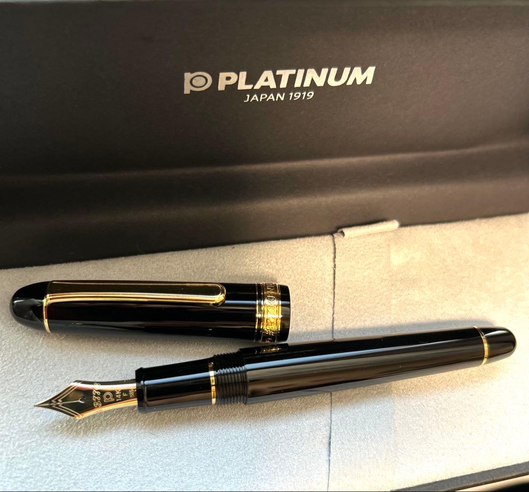 プラチナ センチュリー3776 黒 万年筆 F