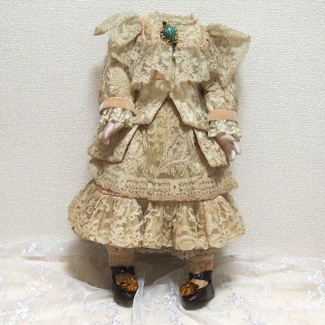 アンティークビスクドールドレスとボネのセット