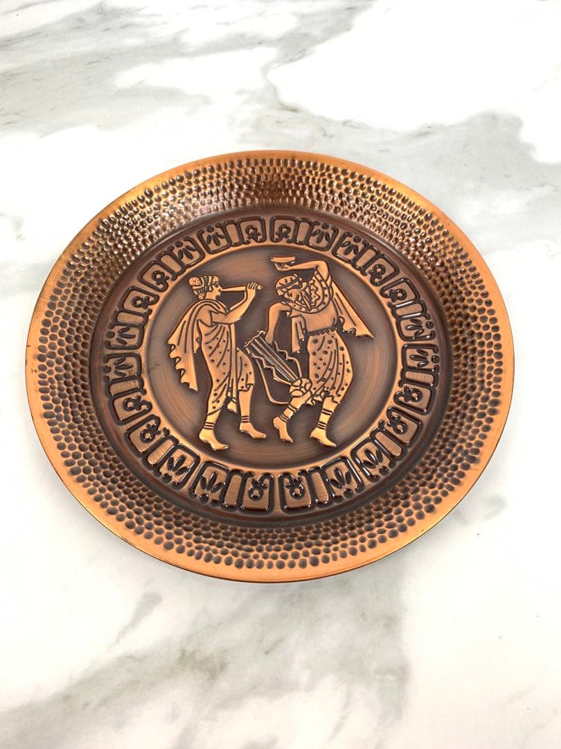 ＋古代ギリシャ風 銅ブロンズ仕上げ 丸型トレー 直径24.5㎝ - メルカリ