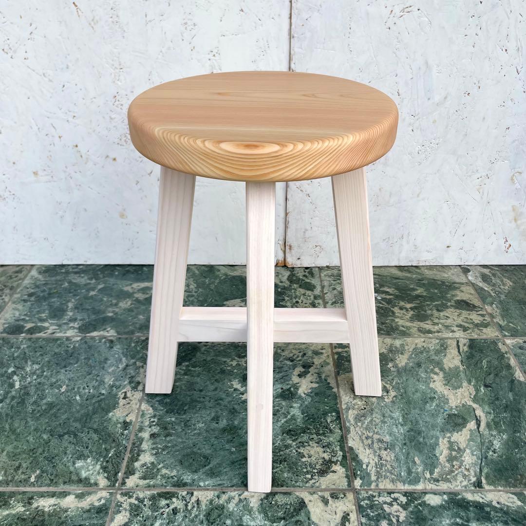 マチルダ　国産ひのき　丸椅子　木製スツール　2脚セット　北欧風