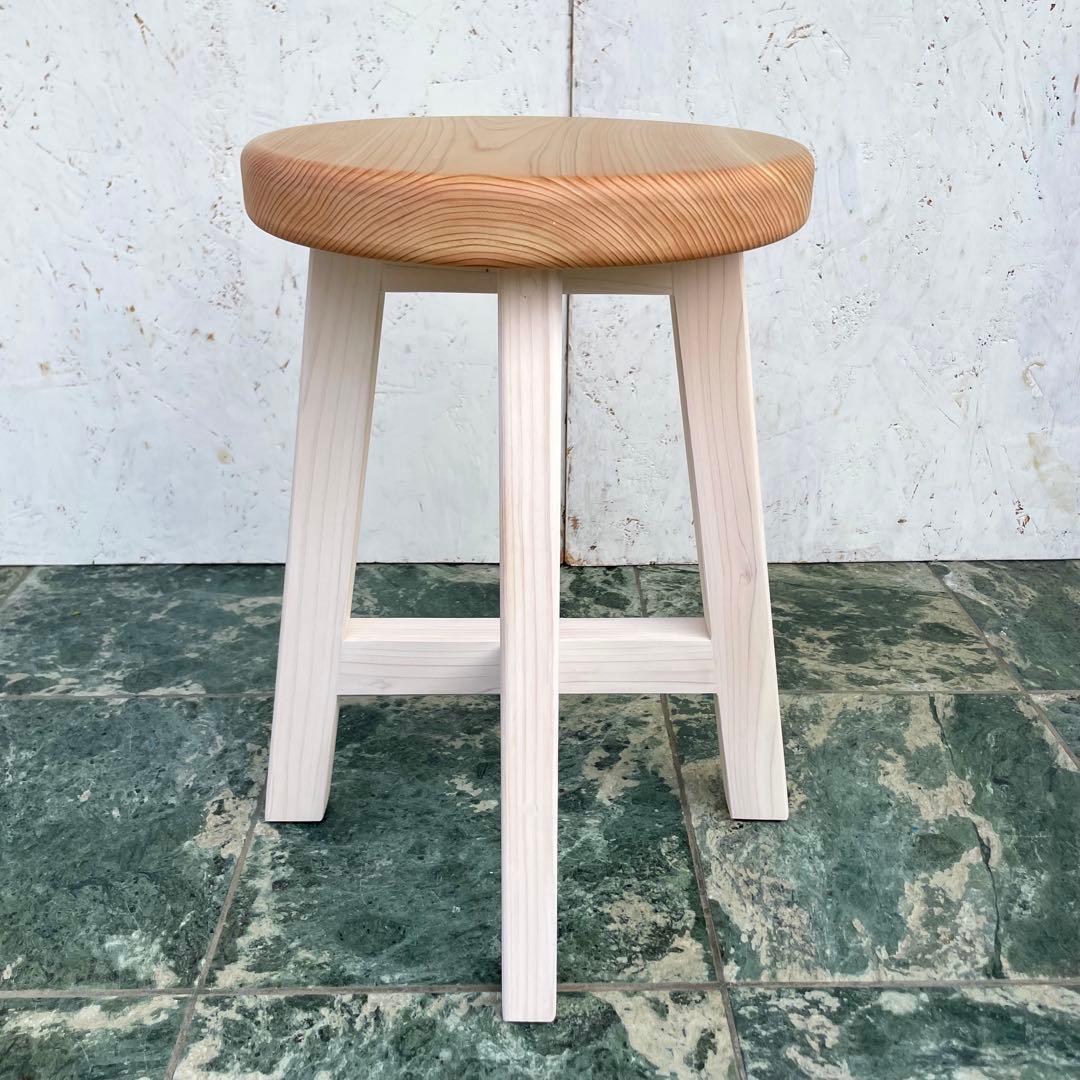 マチルダ　国産ひのき　丸椅子　木製スツール　2脚セット　北欧風