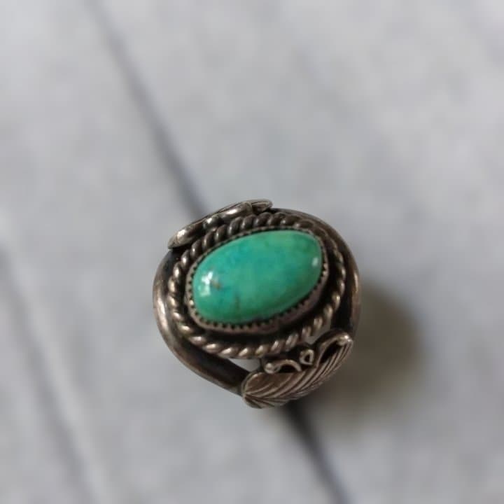 ヴィンテージ スターリングシルバー L. Reeves ターコイズ石 リング