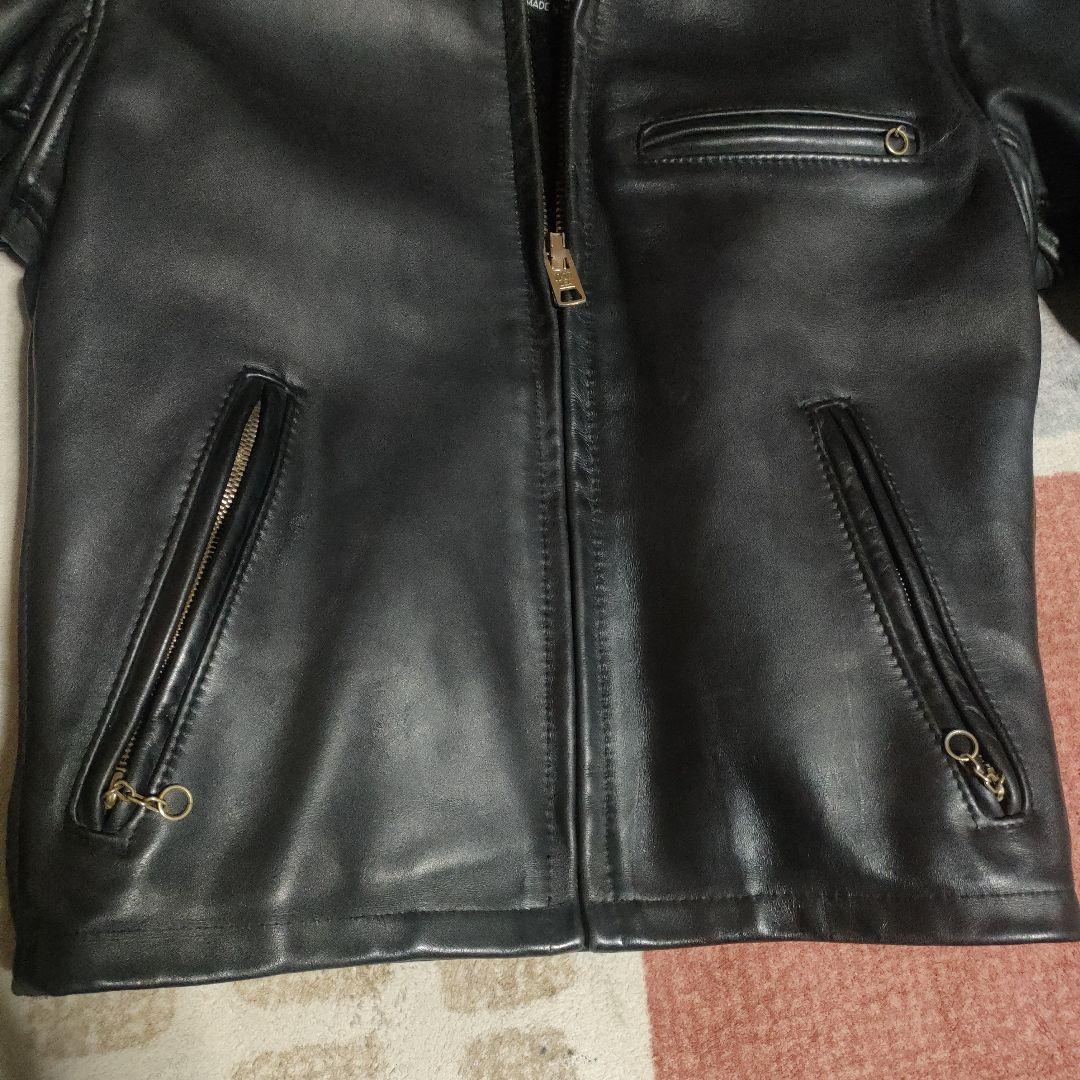 美品 別注希少モデル 短丈ゴールドジップ 643E Schott 襟付34 - メルカリ