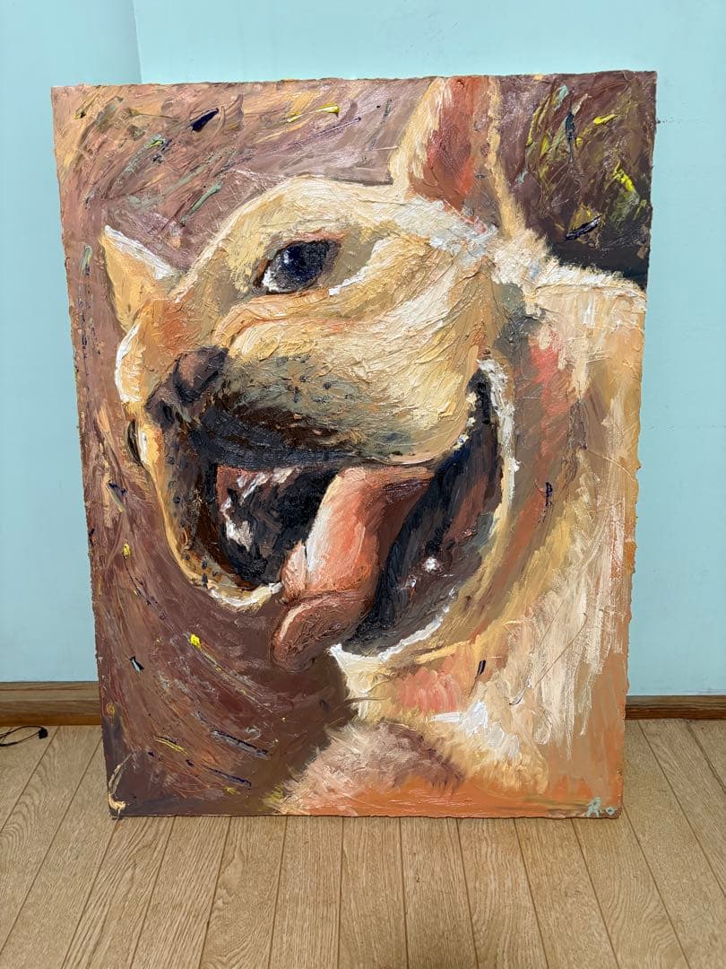 フレンチブルドッグ　犬の油彩画 表現主義