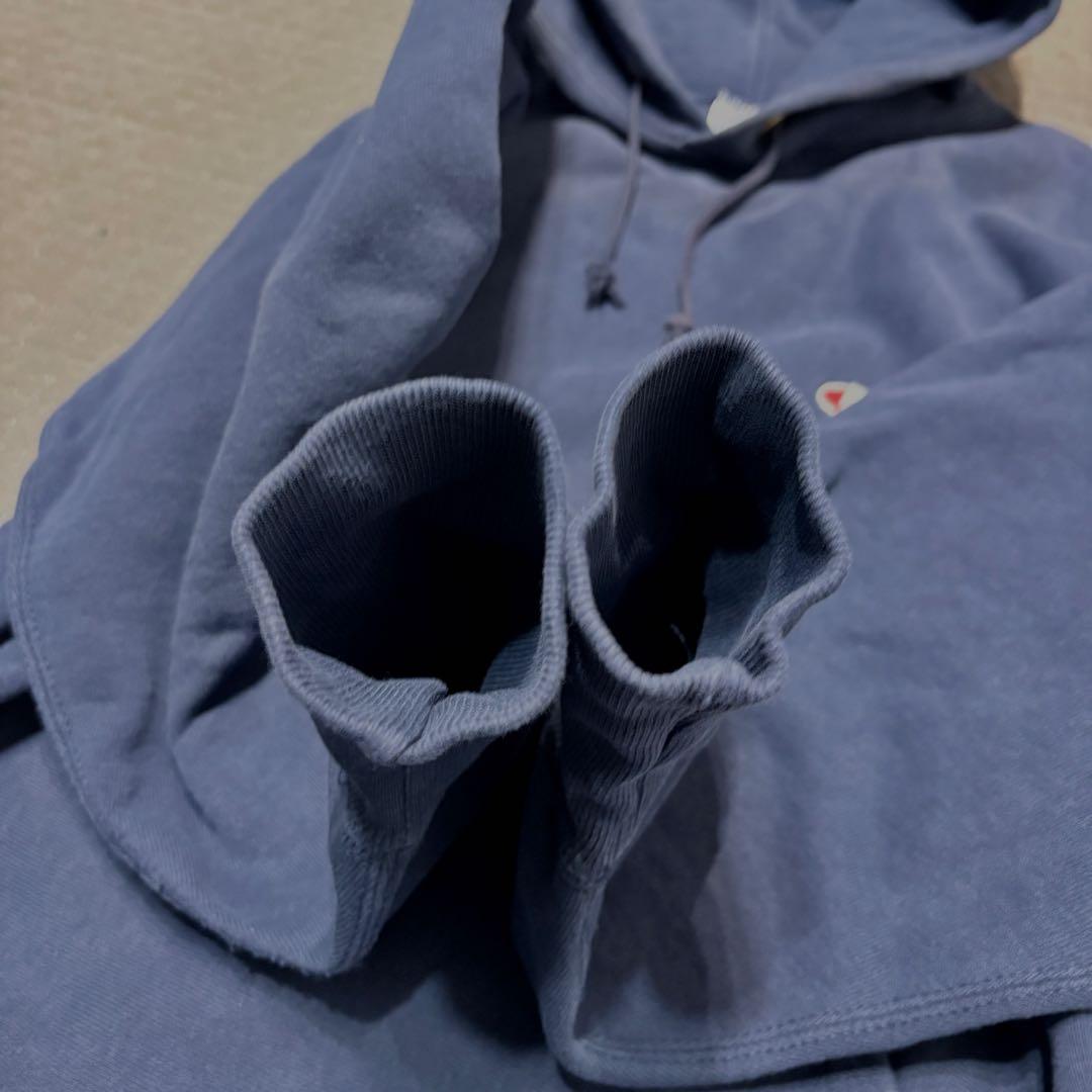 90s USA製 リバースウィーブ パーカー チャンピオン ネイビー スウェット