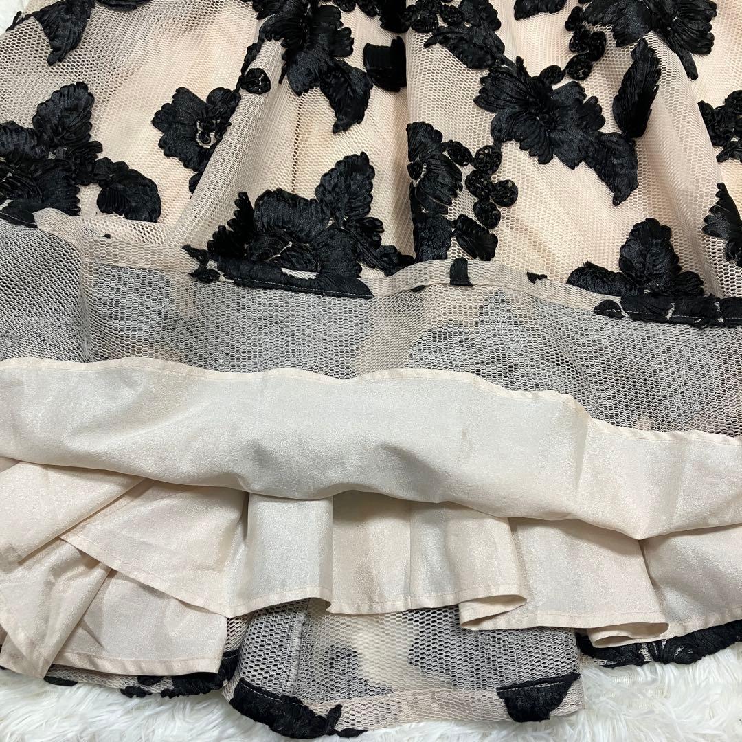 美品✨【SETTAN】パット入りAラインロングドレス　立体刺繍　結婚式　S