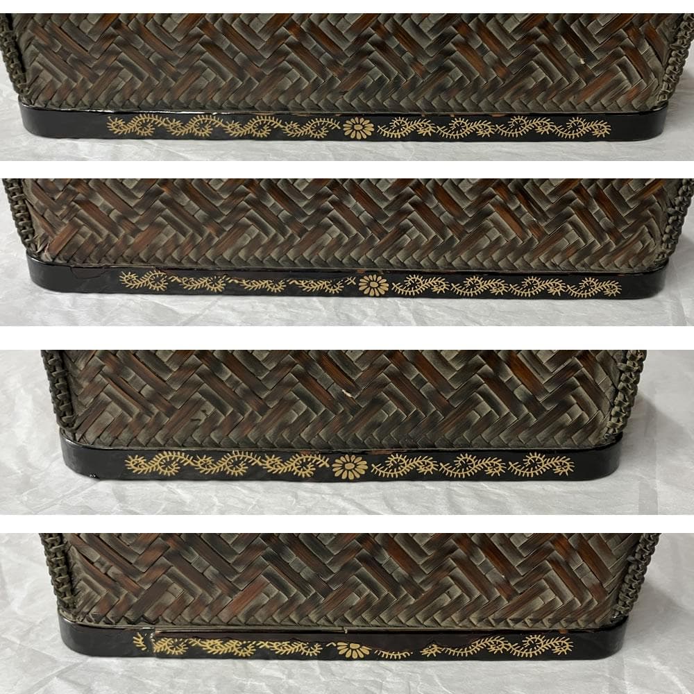 e3150 御所籠 在銘 野点 御所篭 竹籠 茶籠 茶箱 色紙点