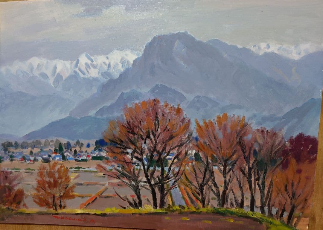 赤羽忠親「有明山」油彩F10号。真作保証 赤羽忠親「有明山」油彩F10号。真作保証