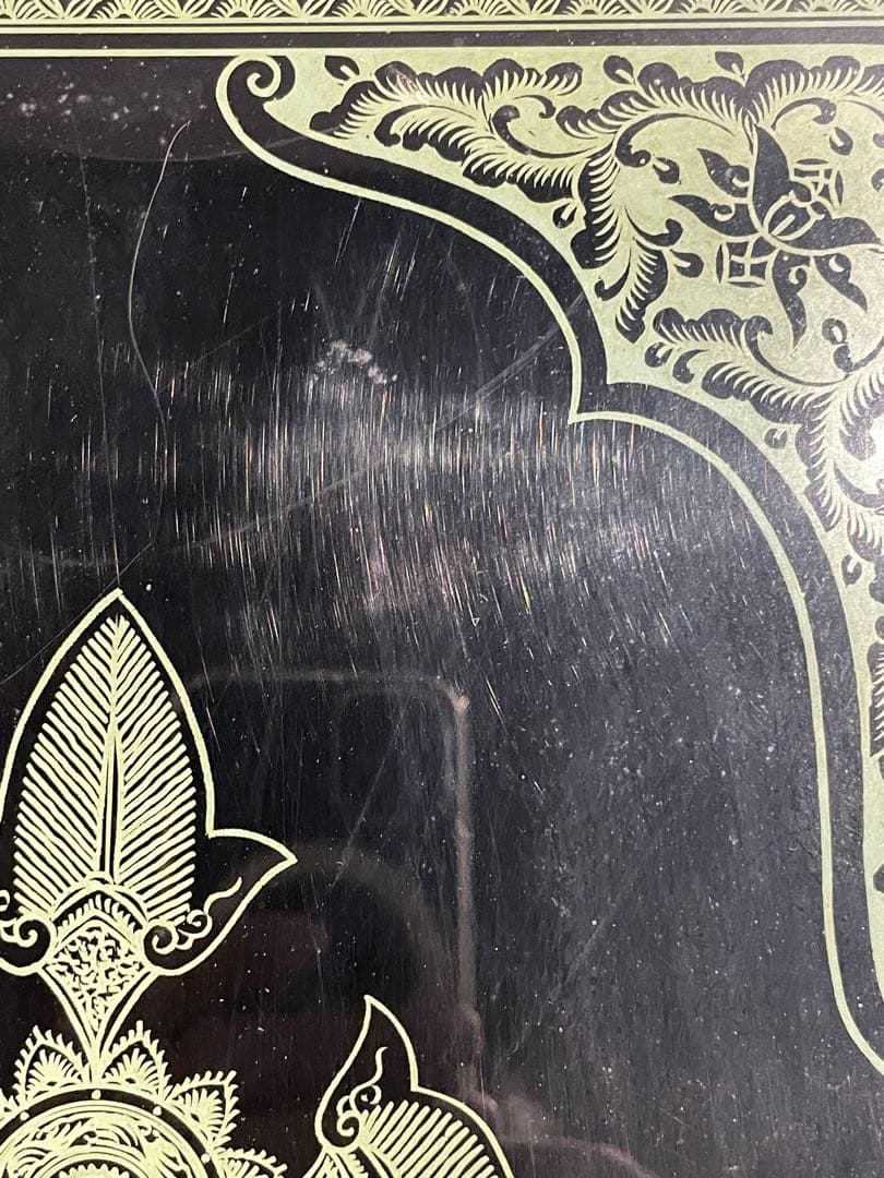 漆塗り　蒟醤の文箱