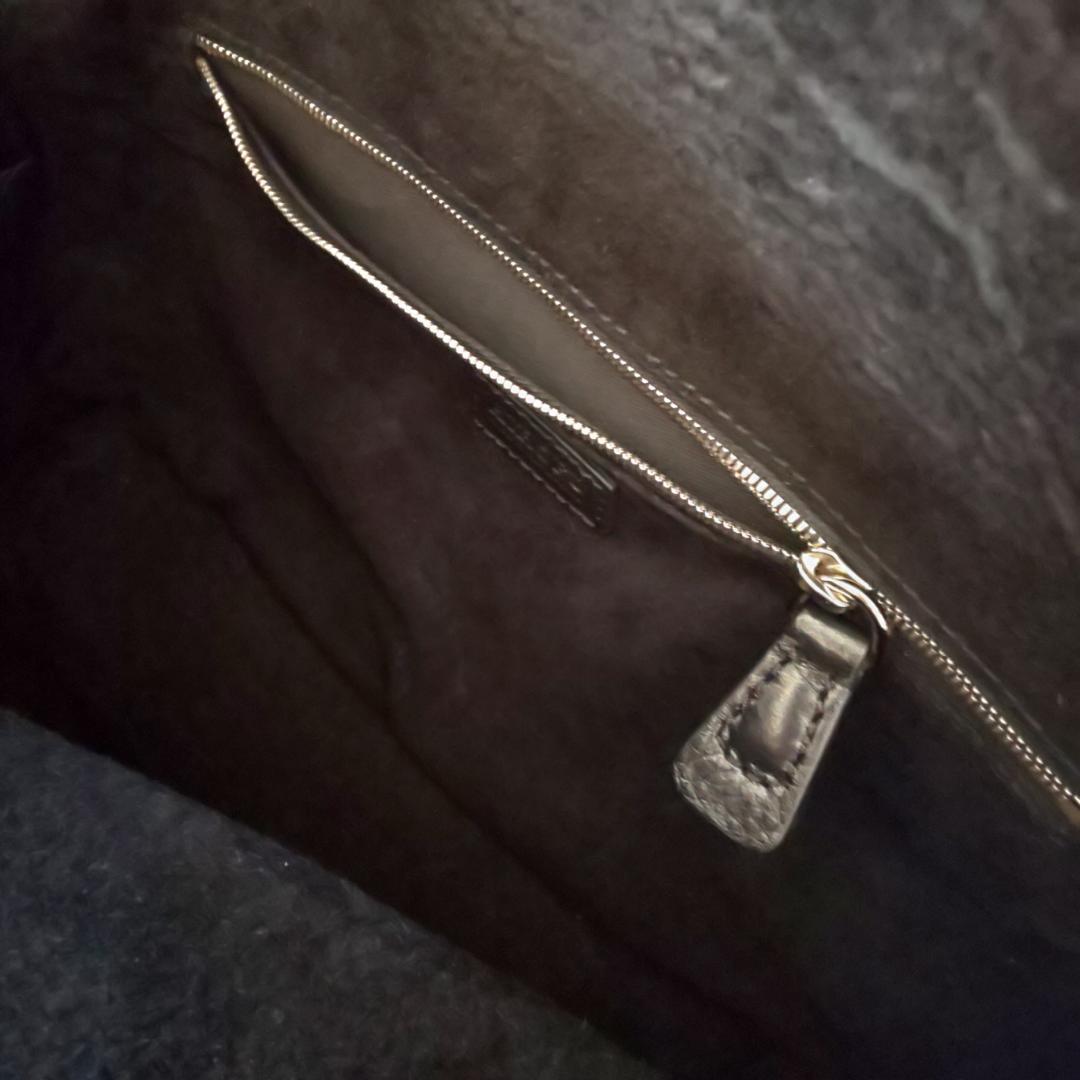 【美品】 ヒロフ HIROFU ハンドバッグ ペルーシェ　シボ革　濃紺　冠婚葬祭