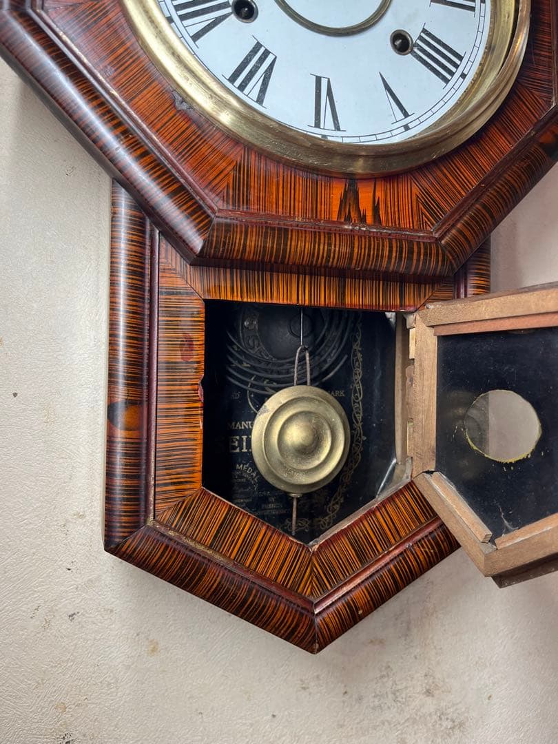 精工舎　八角　刷毛目　柱時計　古時計　振り子　ゼンマイ　ボンボン　レトロ　雑貨
