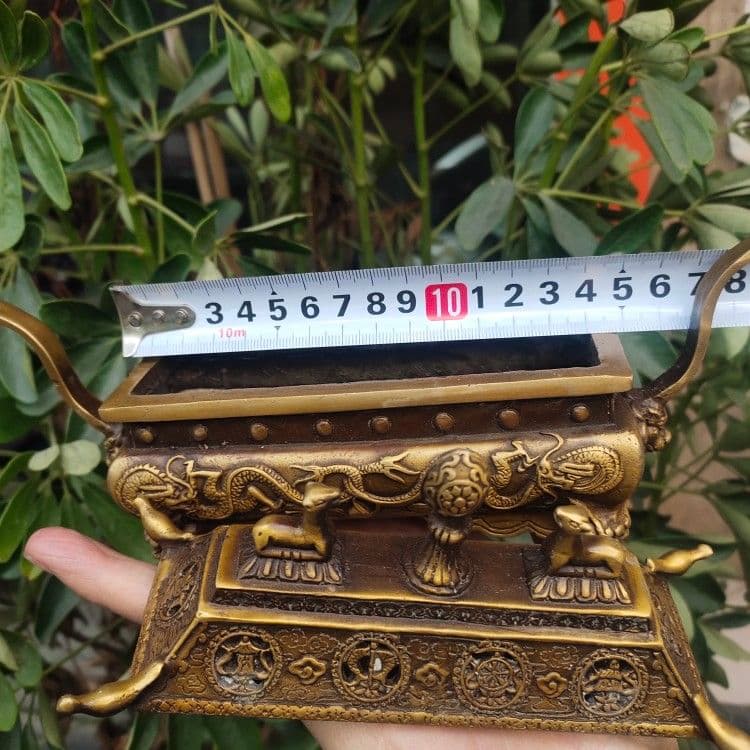 銅 細工 双羊争輝香炉 蔵炉 香道具装飾品 工芸品 置物