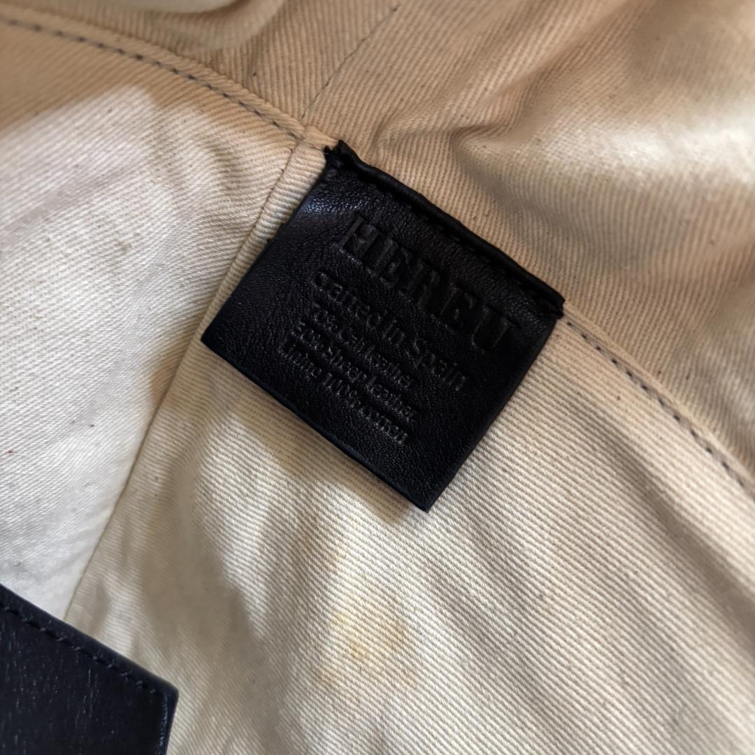 【美品】HEREU 2wayボアハンドバッグ　黒　ボア×本革　ヘリュー