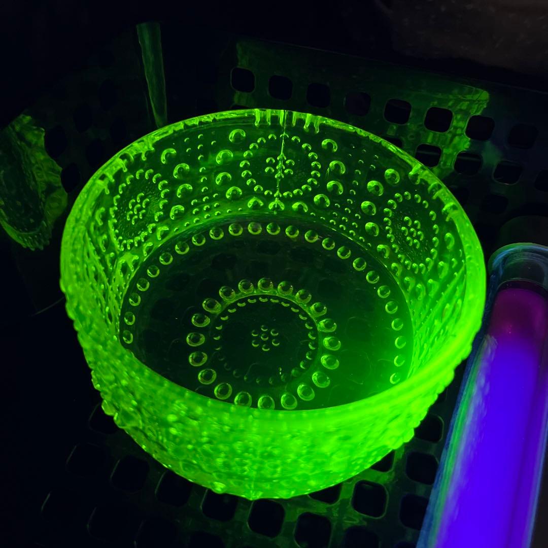 骨董 時代ガラス フィンランド グラッポニア ボウル 小鉢 ウランガラス