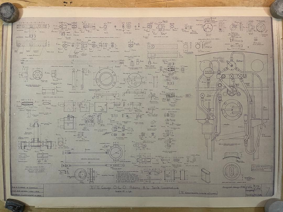 機関車図面大判サイズ#4 0-4-0 ADAMS B4 11sheets