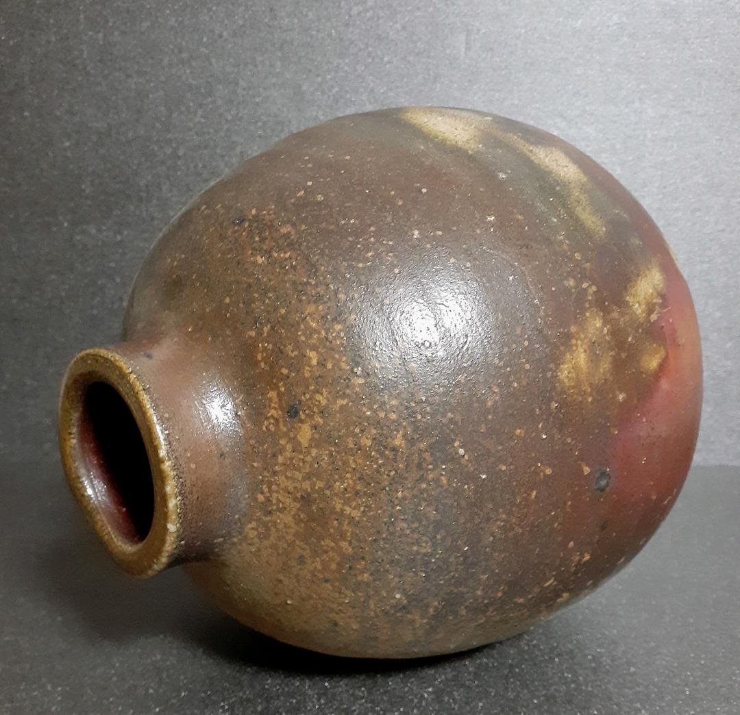 日本工芸会正会員 備前焼 【佐藤圭秀】作 備前 壺 花入れ 共箱 共布