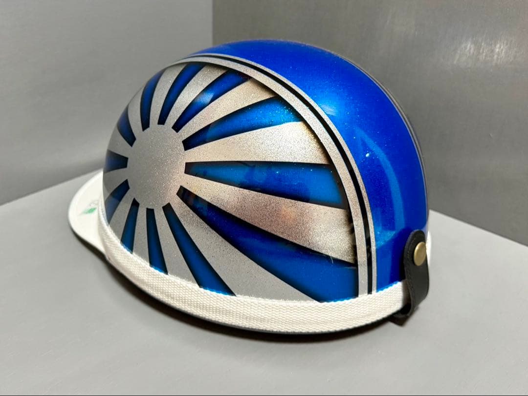 三つボタンコルク半ヘルメット カスタムペイント 忠ヘル 日照 訳あり