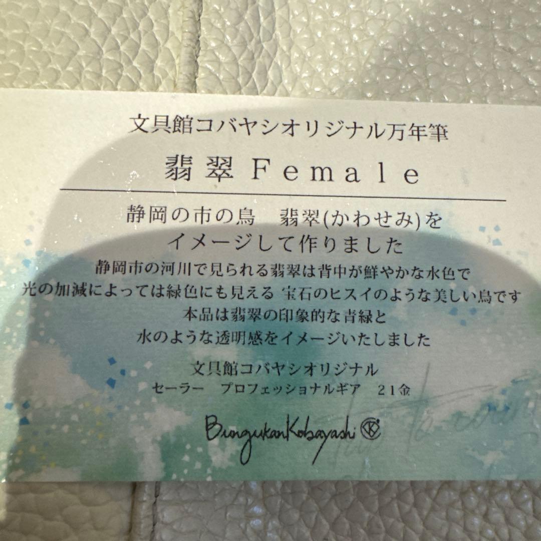 文具館コバヤシ 限定 オリジナル万年筆 翡翠Female 字幅B