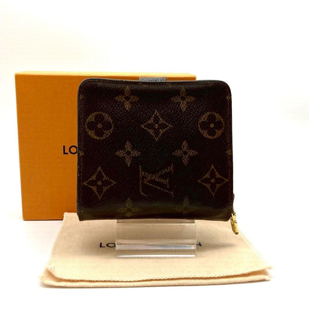 ルイヴィトン 二つ折り財布 コンパクトジップ モノグラム ブラウン