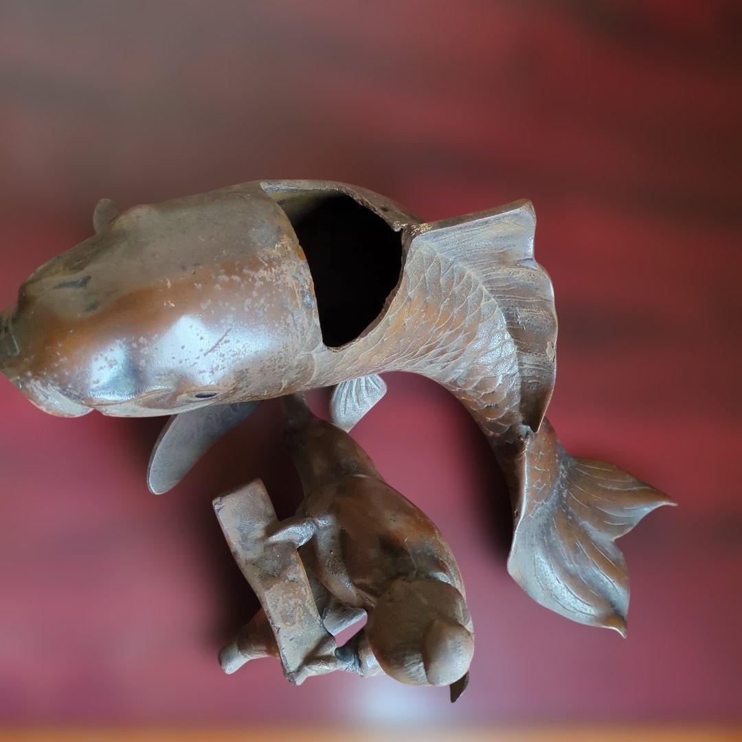 銅製　鯉仙人　置物