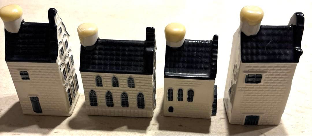 KLMオランダ航空　デルフトブルーミニチュアハウス　　4個セット