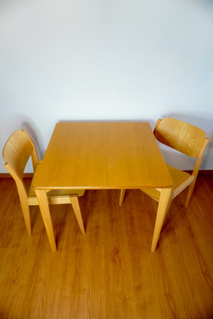 天童木工 水之江忠臣 3点セット ダイニングテーブル + チェア 2脚