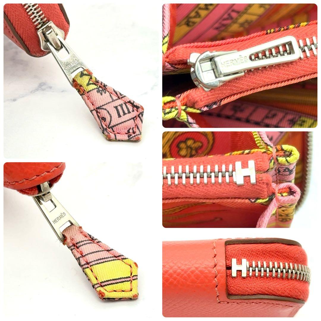 【最高級美品】エルメス アザップコンパクト シルクイン ピンク エプソン □R刻