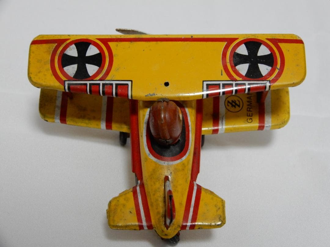 50'sヴィンテージ　ドイツ空軍　ブリキ製複葉機　ドイツ製