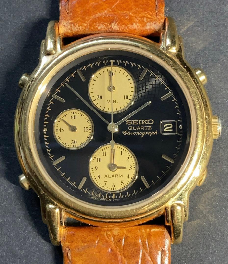 SEIKO 7T32-7B70 Chronograph ゴールド ブラック