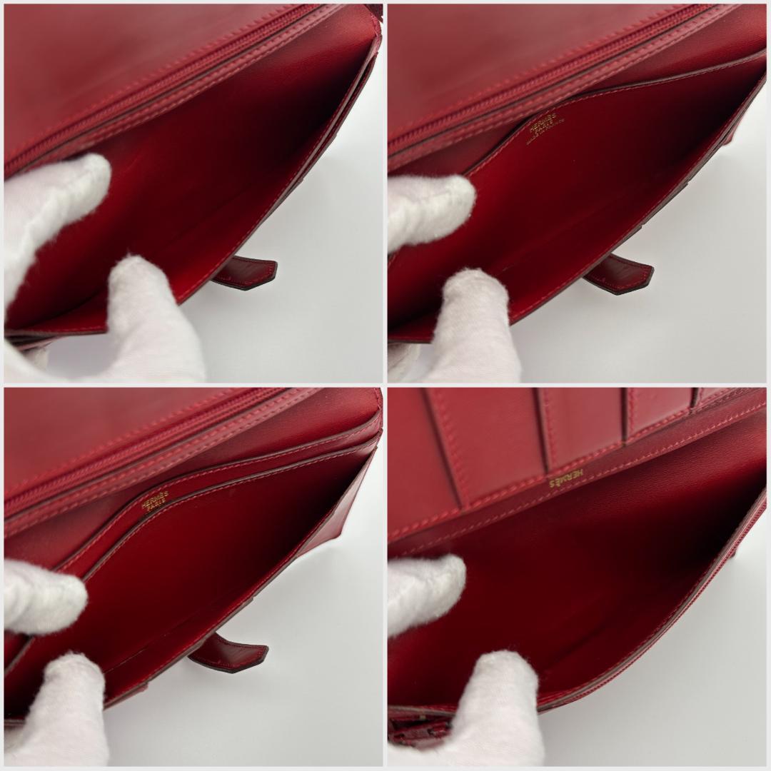 【美品】HERMES エルメス　べアンクラシック　レッド　長財布　⚪︎W刻印