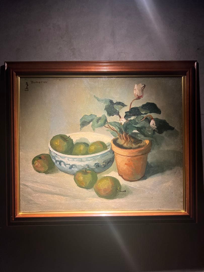 肉筆油彩画　【静物画】　直筆サインあり　作者不詳 肉筆油彩画【静物画】時代物作者不詳