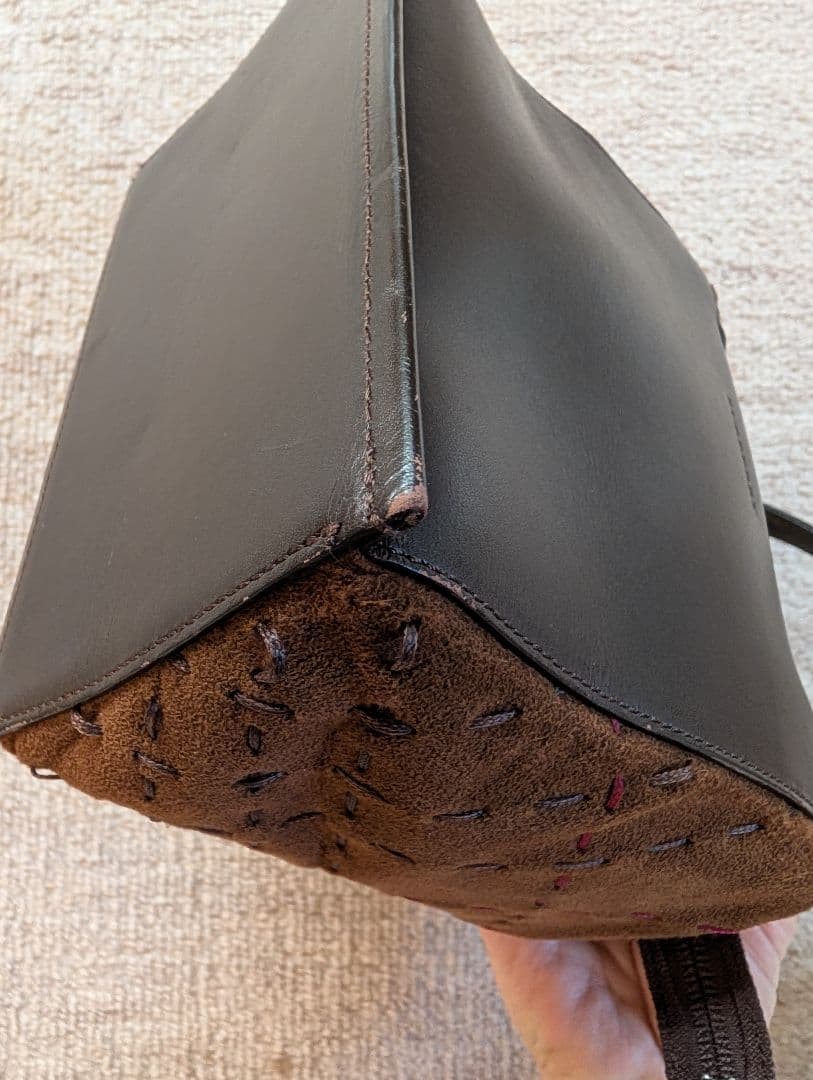 バーバリー　ハンドバッグ　スクエア　ノバチェック刺繍　レア　ブラウン　ミニ