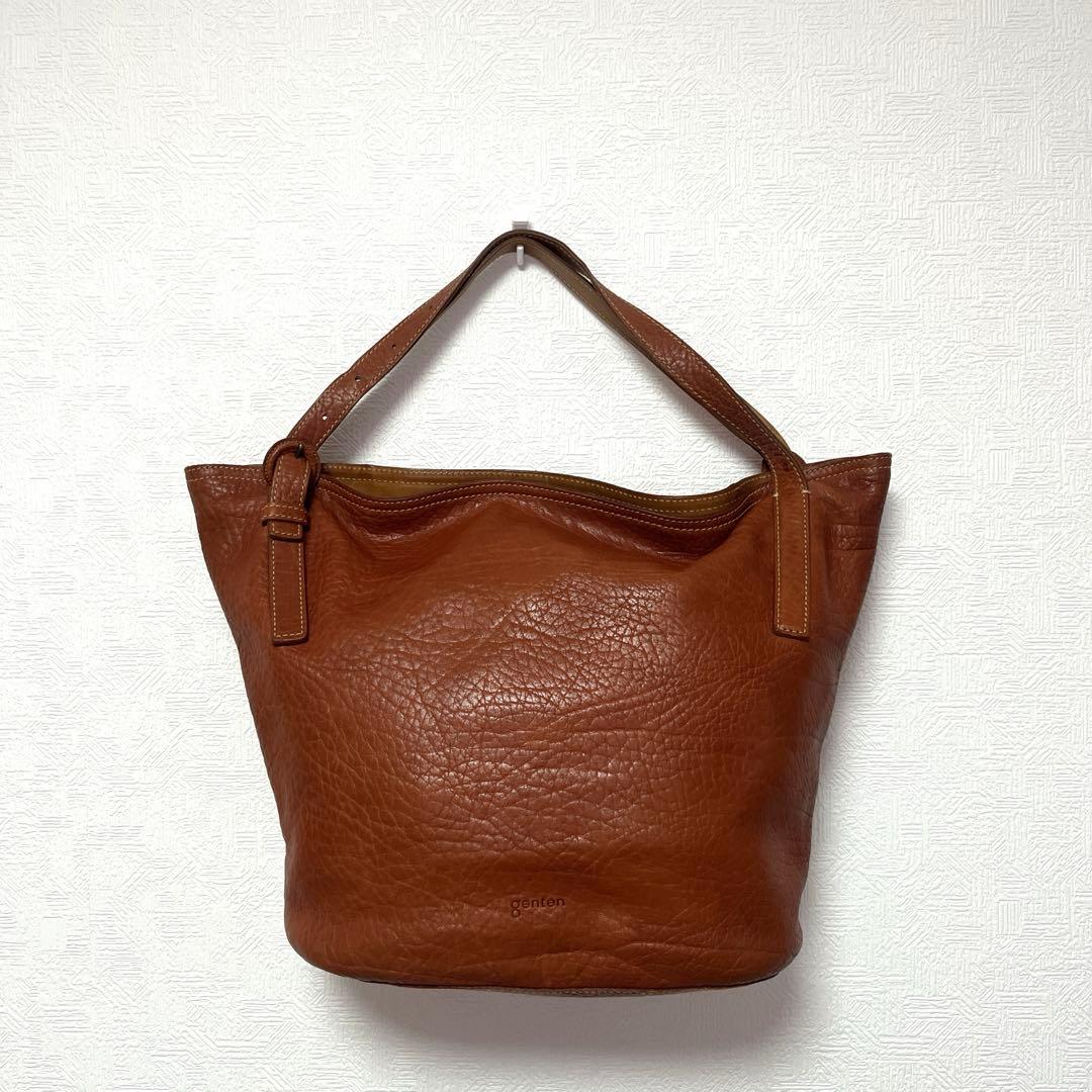 genten ゲンテン レザー ショルダーバッグ 2WAYバッグ ブラウン