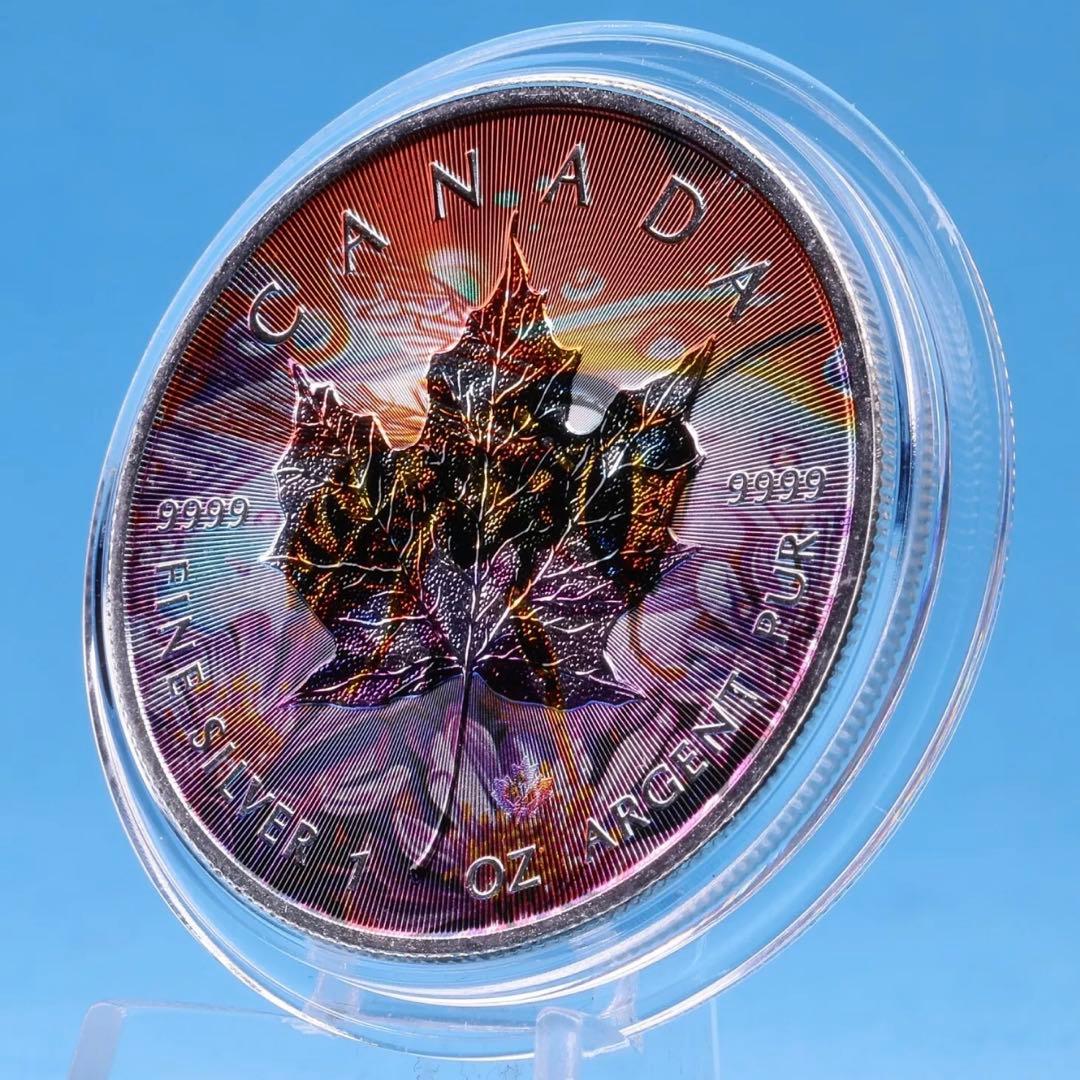 世界100枚限定！ メイプルリーフ 銀貨 カラー ミツバチ 動物と植物の