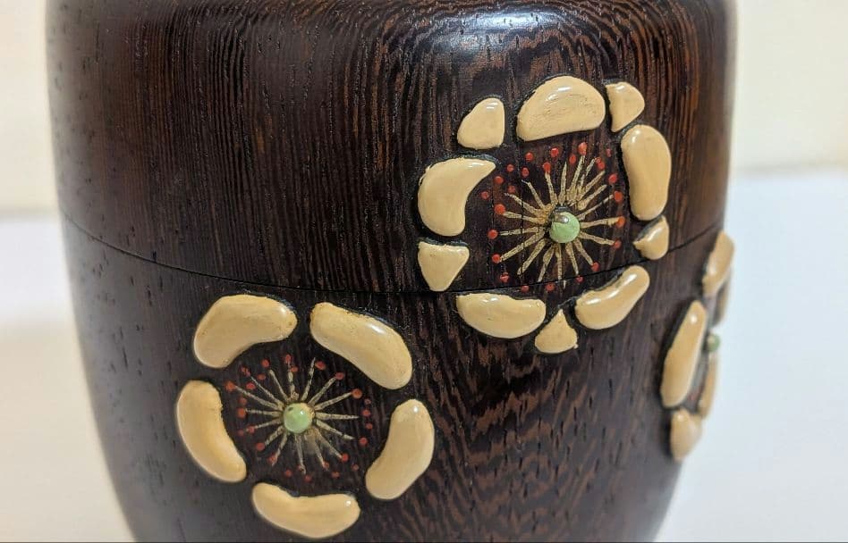 茂利漆』茶器 光宣作 棗 茶道具 茶入 漆芸 浮彫 花梅表千家裏