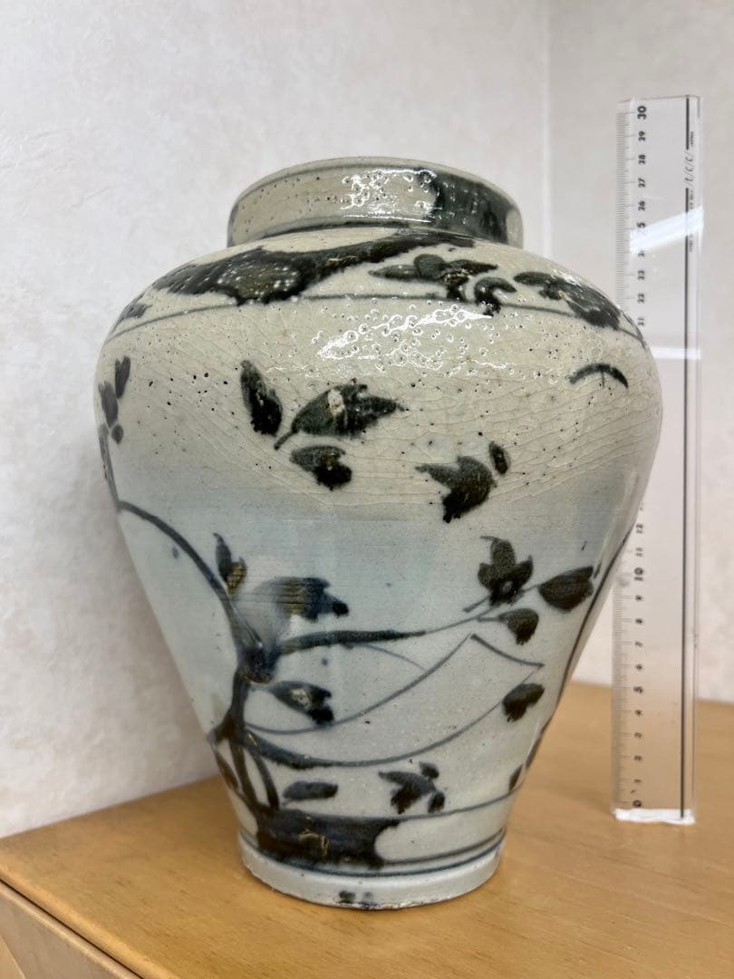 朝鮮李朝高麗青花りんご紋壷　古美術　唐物コレクション韓国骨董アンティーク江戸青磁