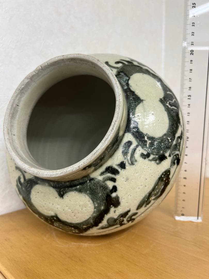 朝鮮李朝高麗青花りんご紋壷　古美術　唐物コレクション韓国骨董アンティーク江戸青磁