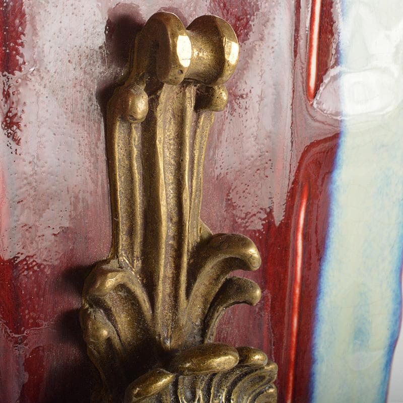 中国 大清乾隆年製款 西洋古銅装飾 辰砂 釉裏紅四方瓶 F R7049F - メルカリ