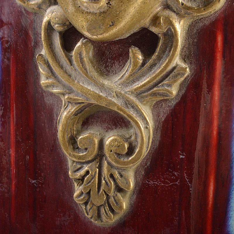 中国 大清乾隆年製款 西洋古銅装飾 辰砂 釉裏紅四方瓶 F R7049F - メルカリ