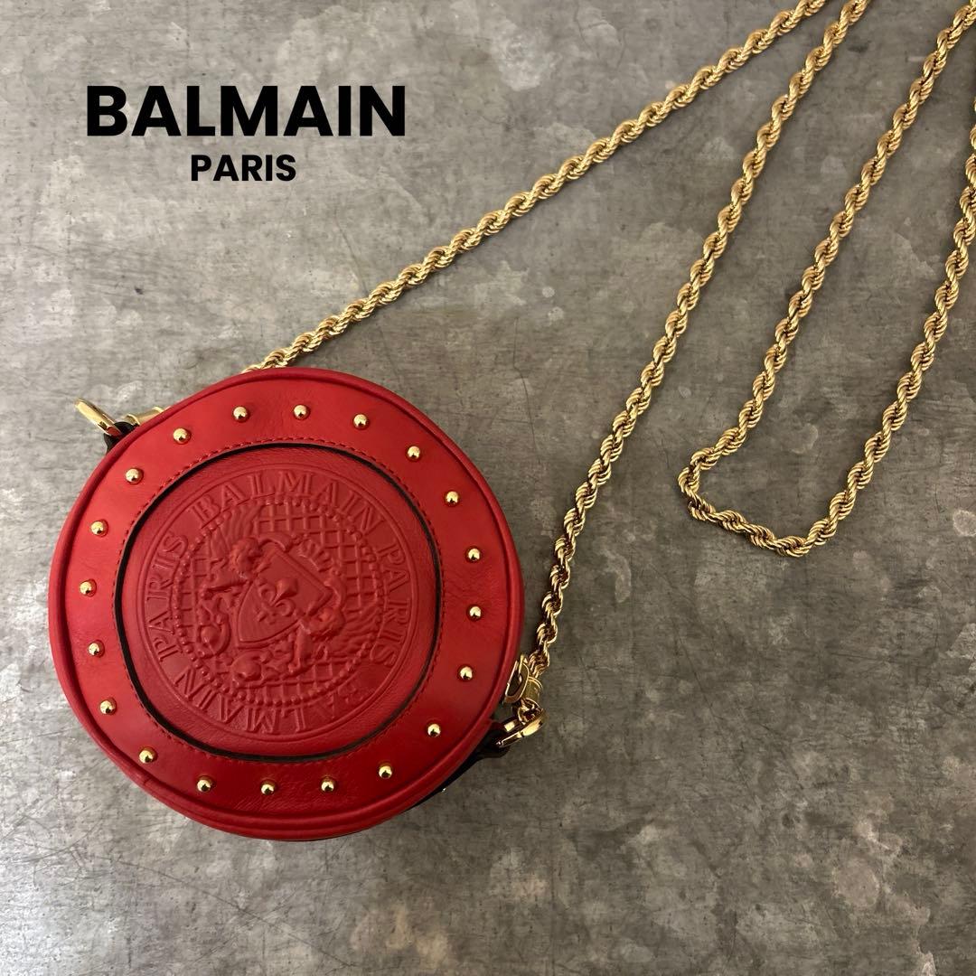 美品BALMAINバルマン　スタッズ チェーンショルダーバッグ　ディスコバッグ