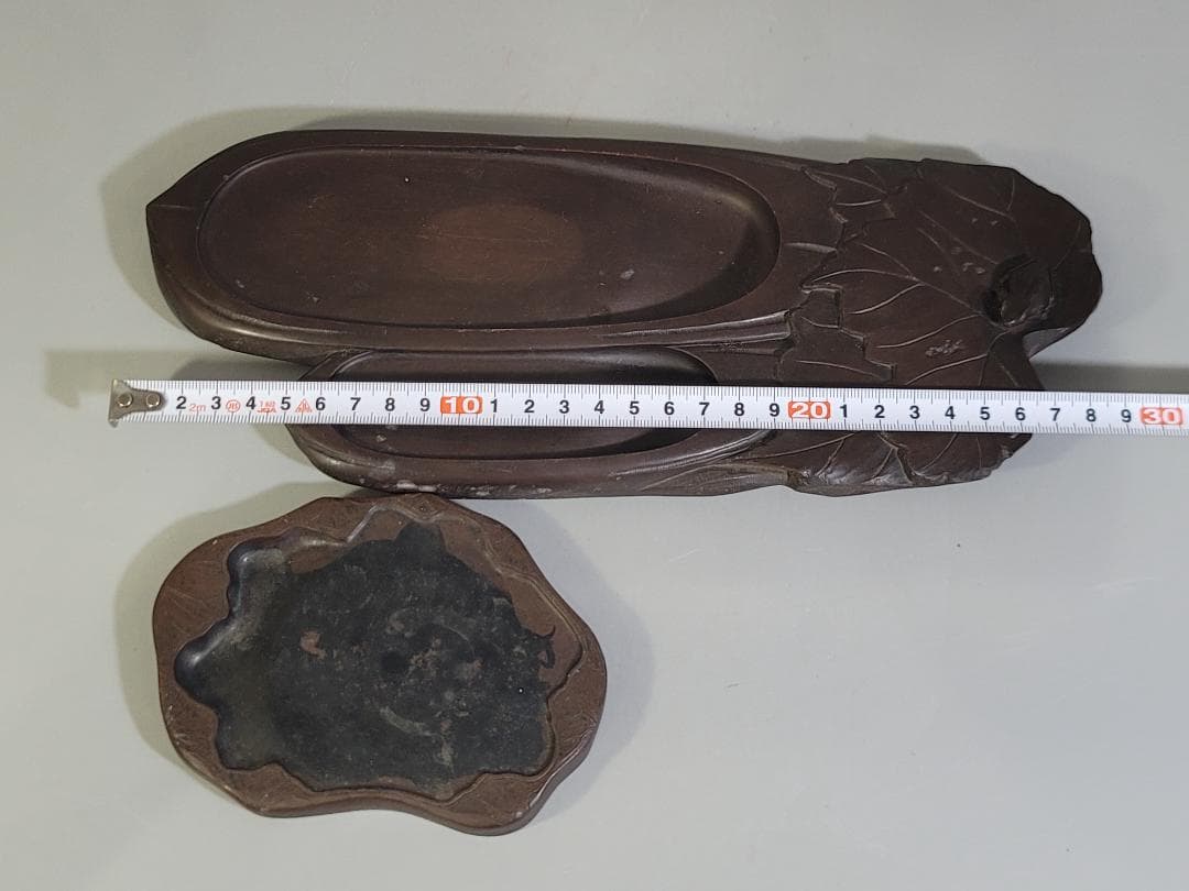 DT581 古い 硯 瓜 蓮形 二件 まとめて