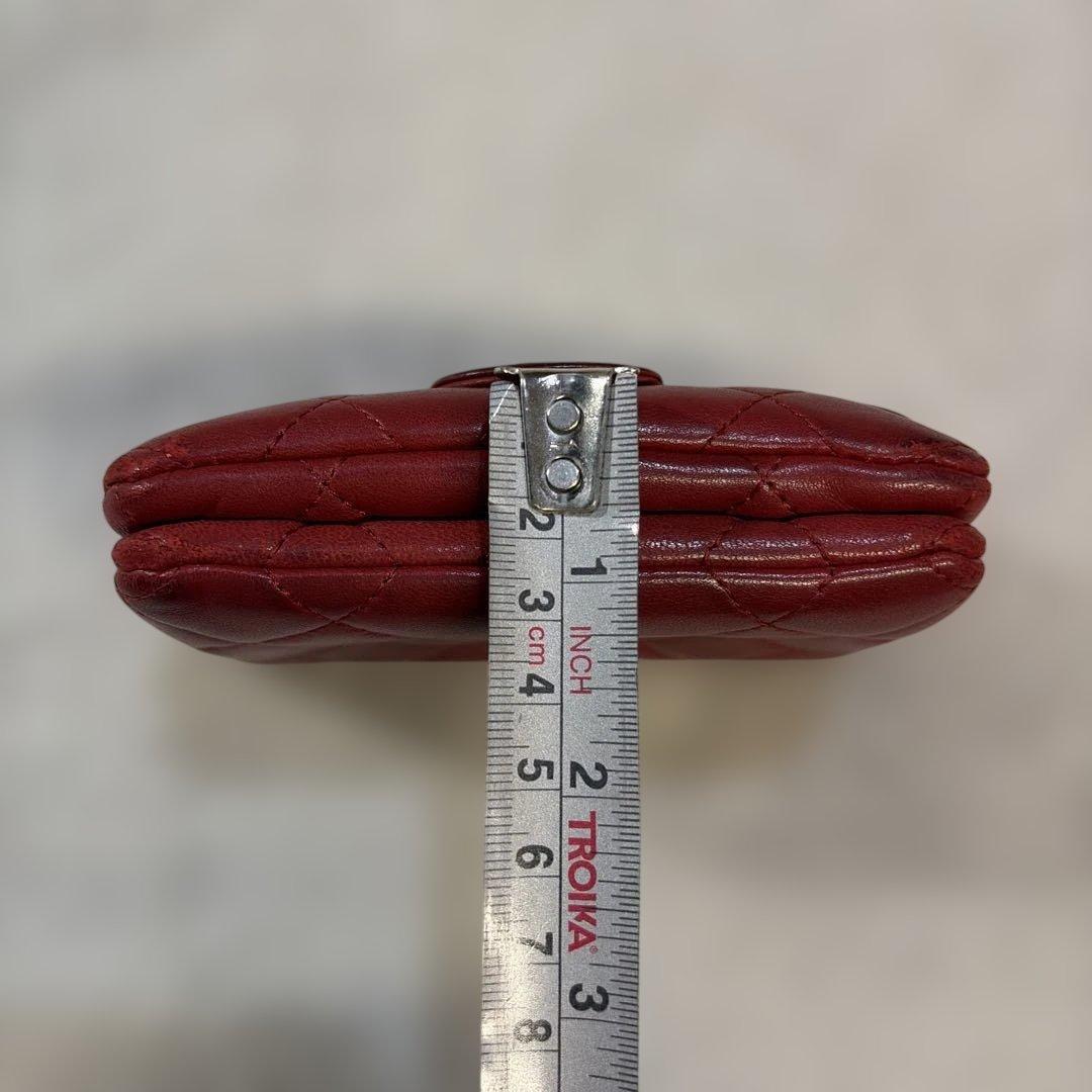 シャネル ココマーク マトラッセ ラムスキン コンパクトウォレット 財布 レッド