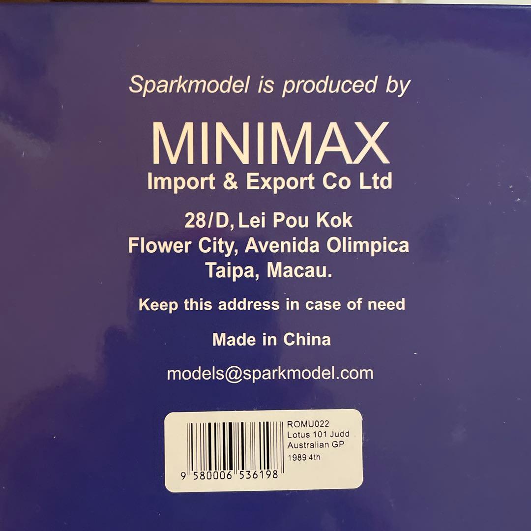 絶版　ロム特注　1/18 スパーク　ロータス 101ジャッド　中嶋 悟 1989