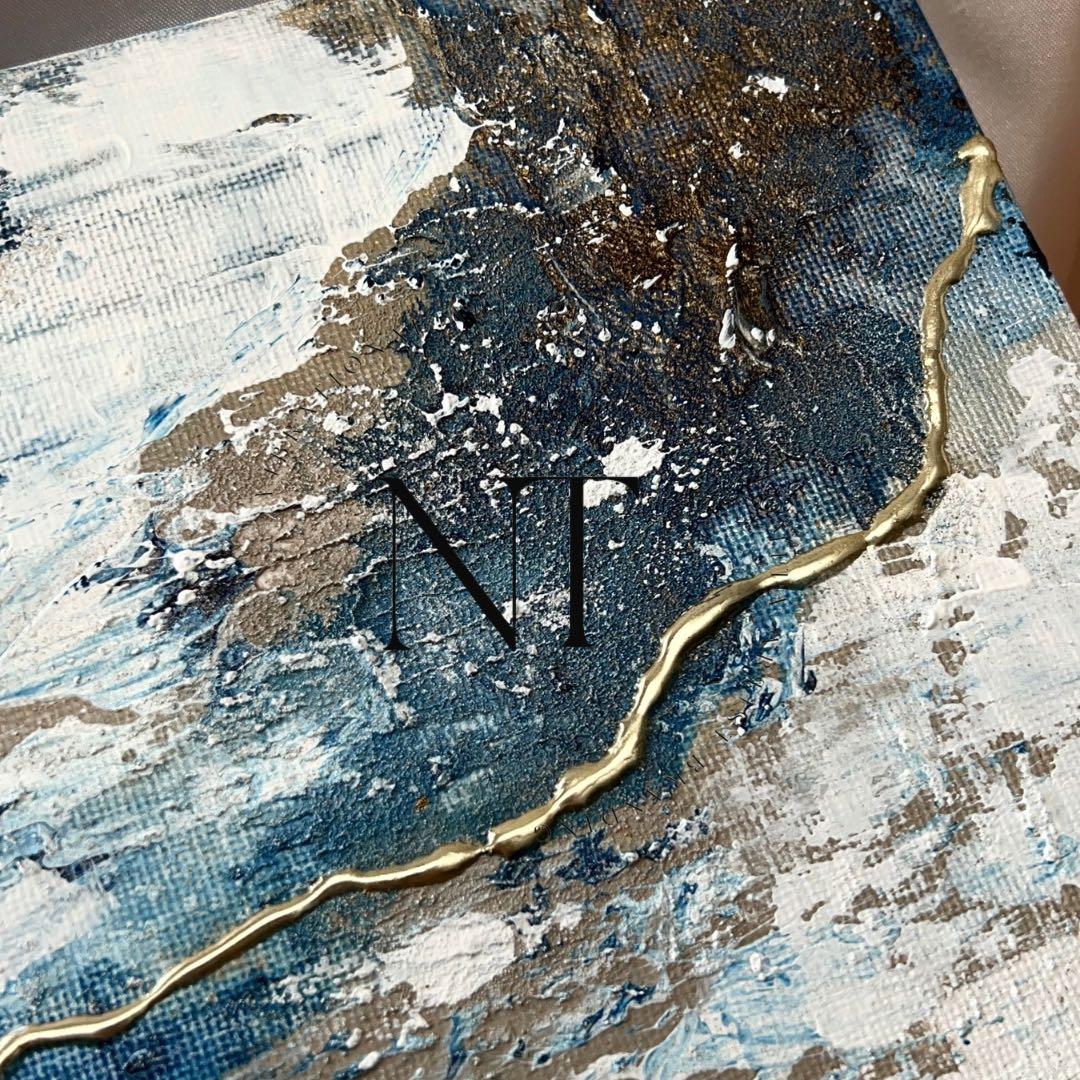 アート　絵画　インテリア　抽象画　テクスチャー　ホテル　青　海　ブルー　ギフト