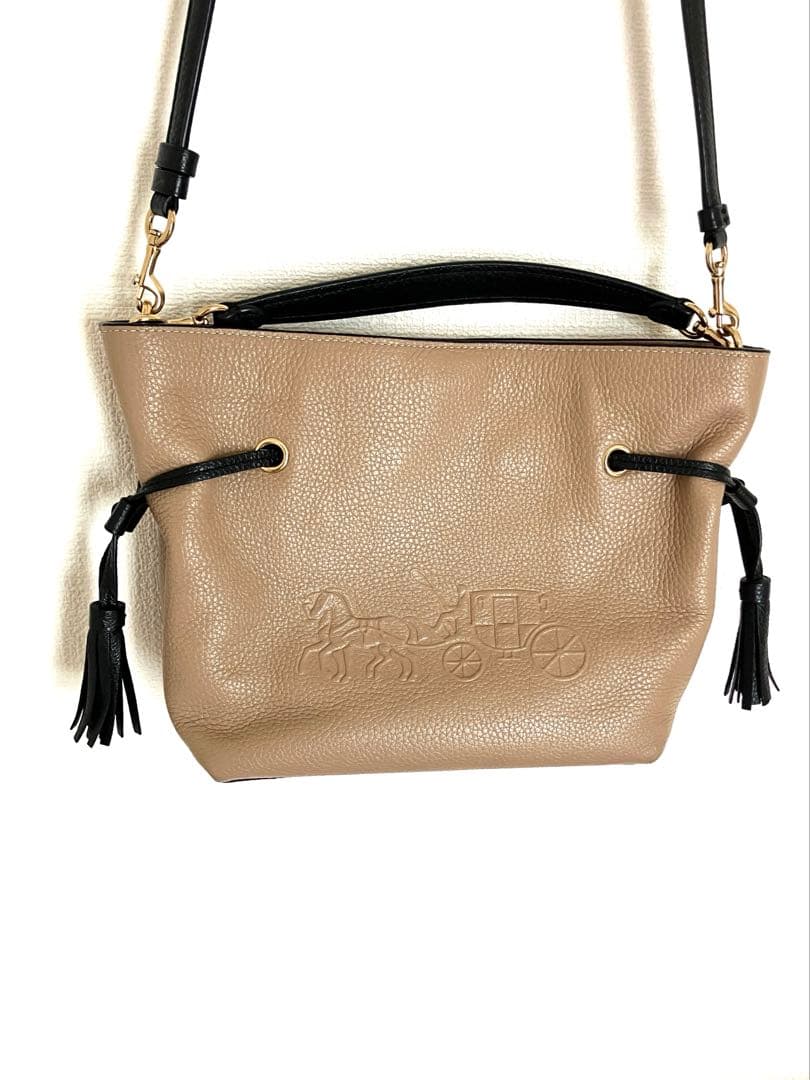 COACH アンディ　2way クロスボディーバック　ベージュ　レザー　本革