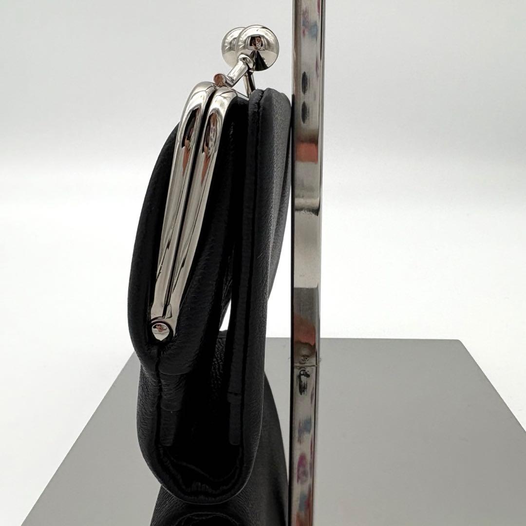 極美品　MARY QUANT ブラックレザーがま口財布