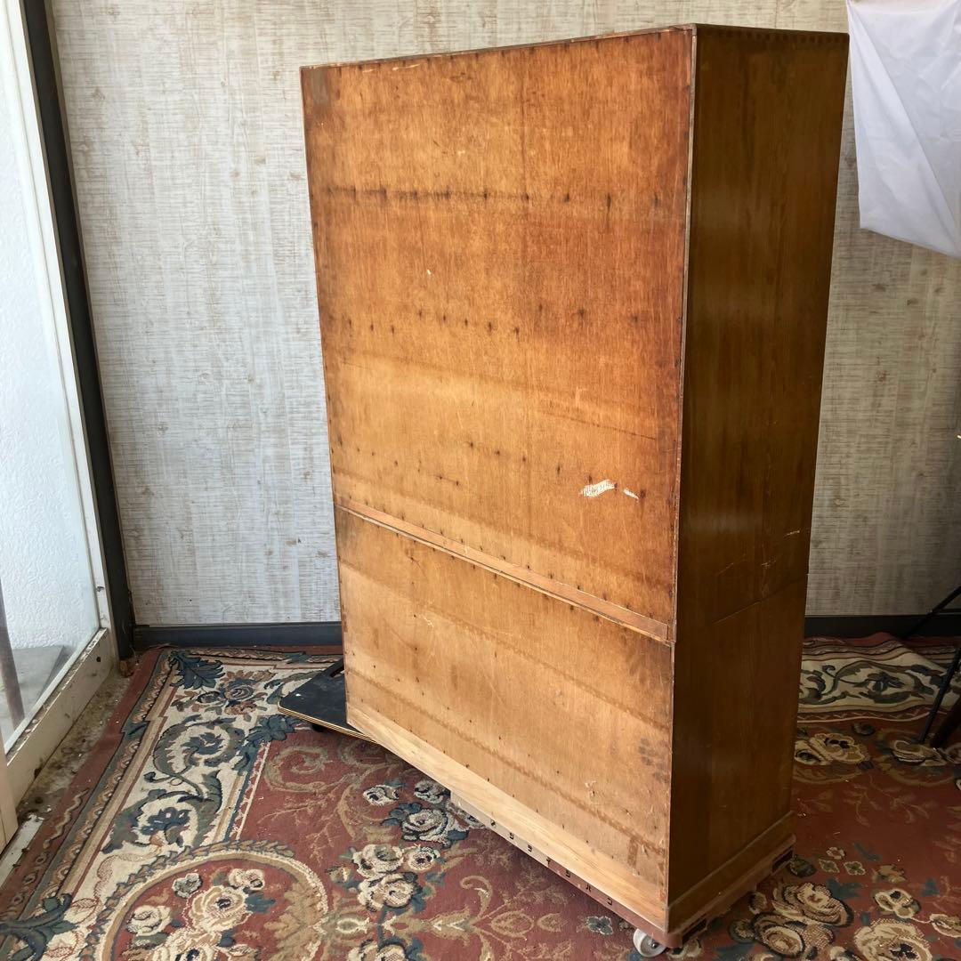 昭和レトロ 茶箪笥 茶棚 ガラス扉 サイドボード 古家具 飾り棚