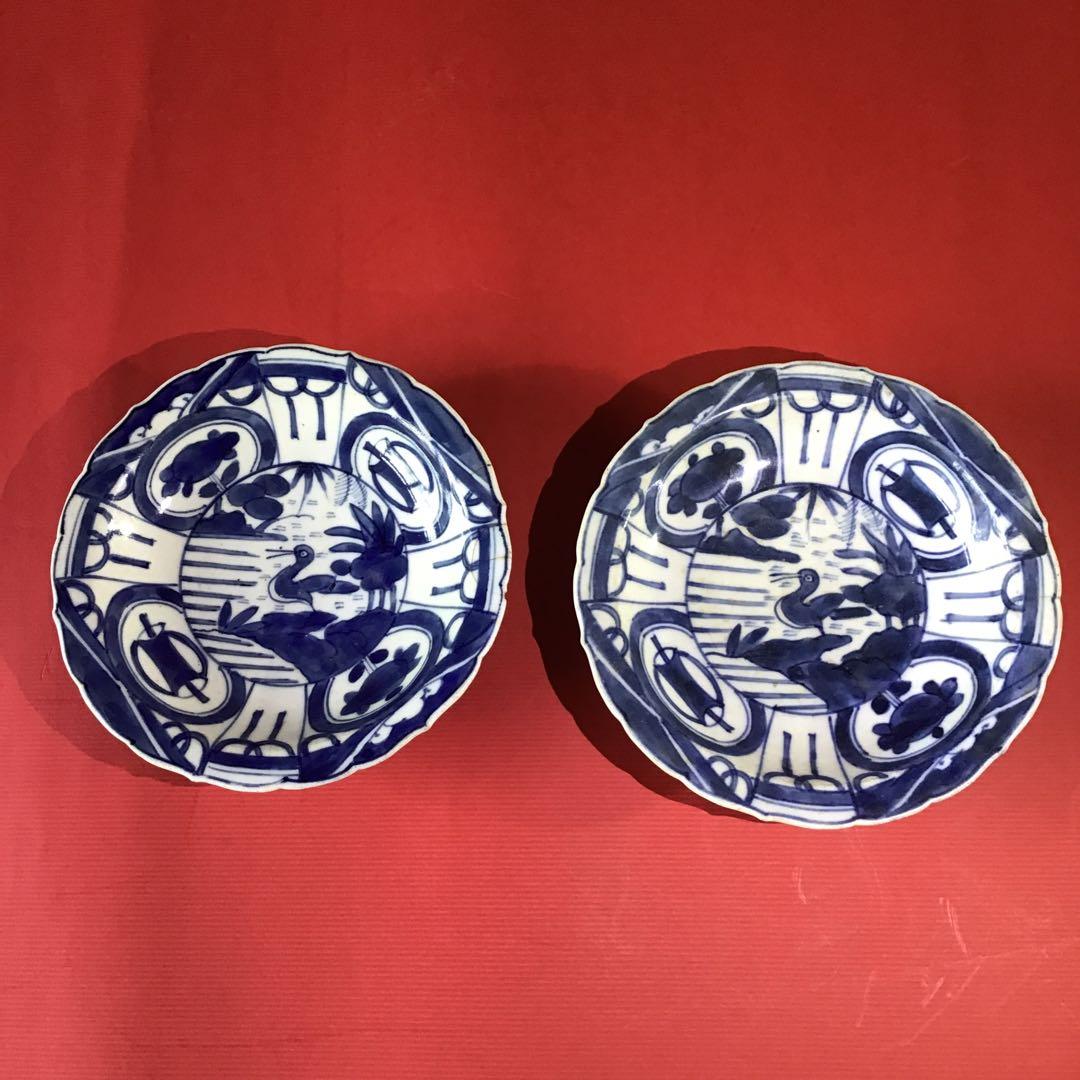 古伊万里　芙蓉手　皿　江戸前期保証2客　　B I 古伊万里 芙蓉手 皿 江戸前期保証2客 B Iの通販はau PAY マーケット